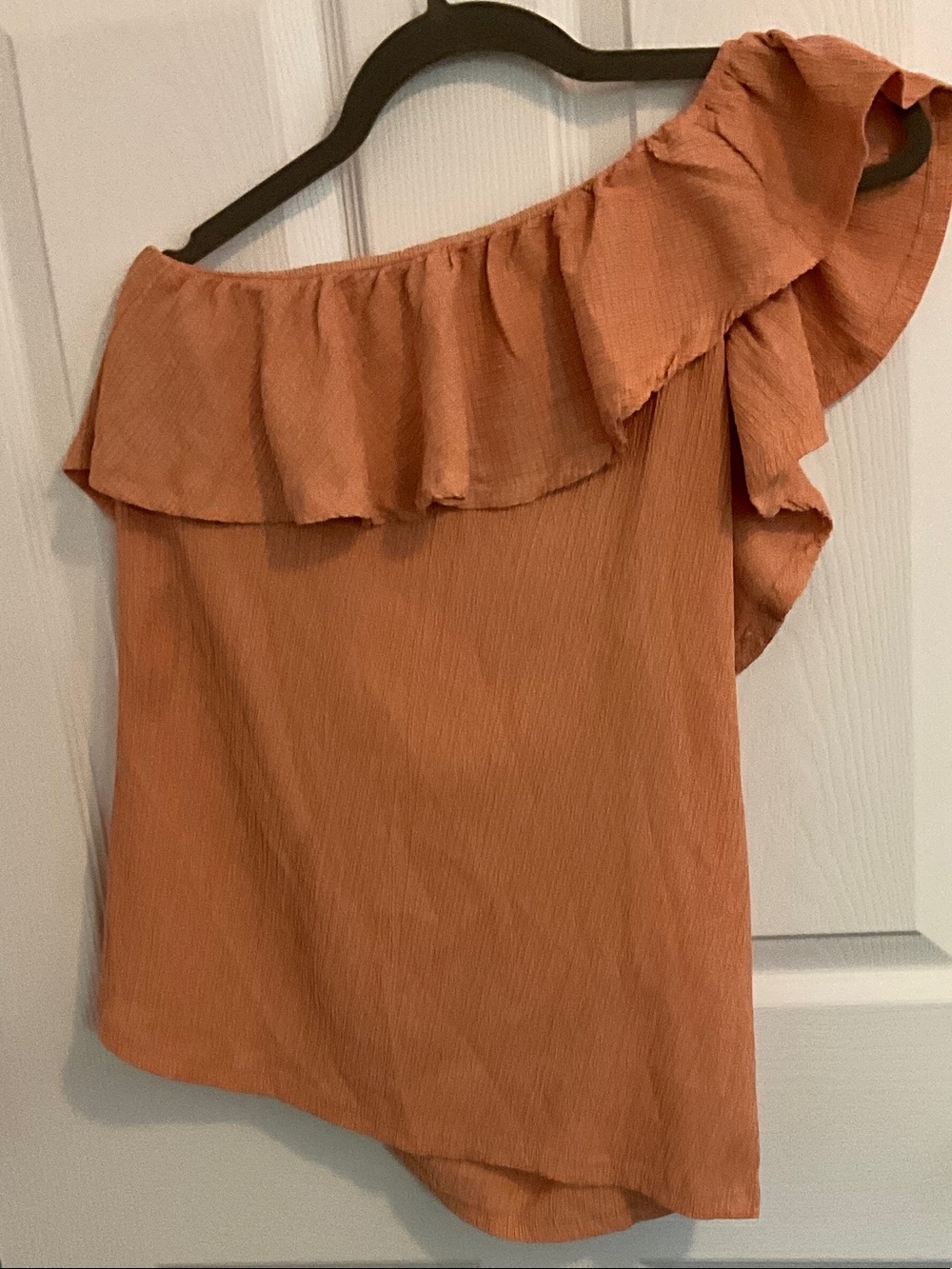 Off-Shoulder Ruffle Tunic Top - Rust Orange - Picture 2 of 2
